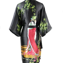 Плюс размер XXXL сексуальный черный китайский женский шелковый халат Национальный белье Ночная рубашка Короткое Ночное белье кимоно банное платье пижамы SR017