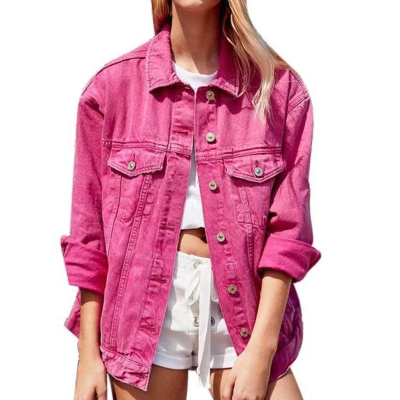 2018 red Mince rose Befree Green En Base Manches Automne Lavé Longues Veste Manteaux Hiver black Vêtements Vintage De À Jean Pink rqrHnU7w