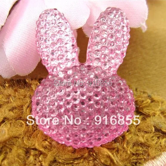 

Бесплатная доставка! 50 шт./лот 35*25 мм светло-розовый длинный ушной кролик в форме плоской спинки стразы из смолы для украшения своими руками