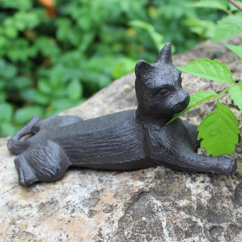 

Vintage Cute Crouching Dog Figure Cast Iron Door Stopper Garden Decor Statue