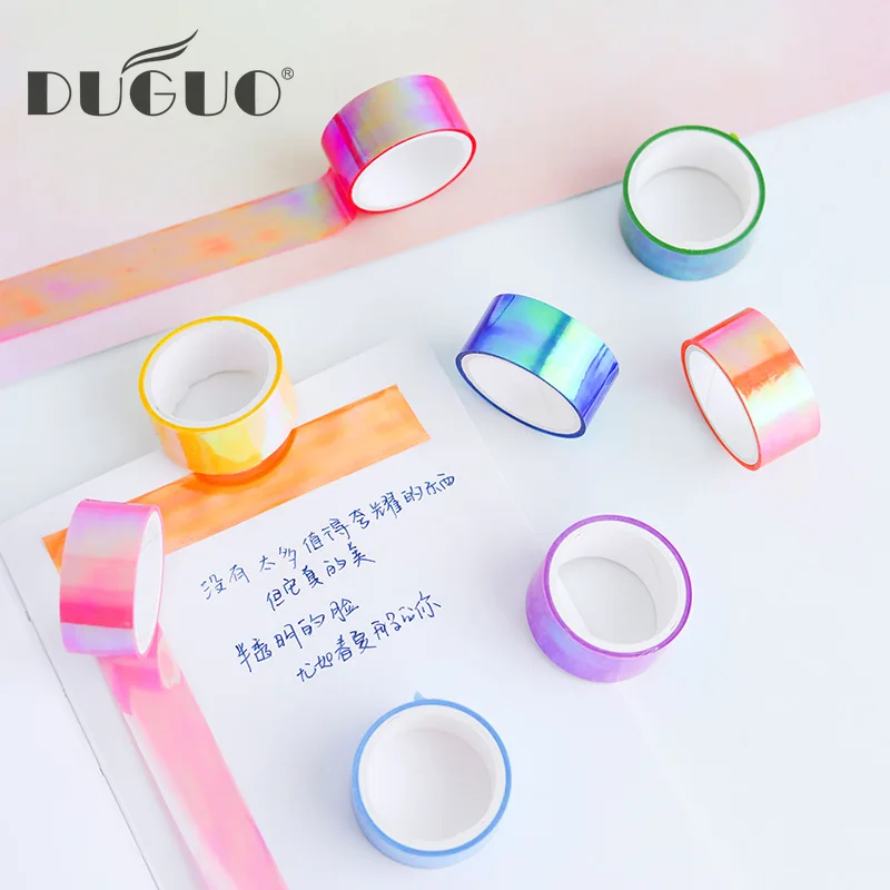 

DUGUO cute stationery colorful and paper tape very fine decorative dividing line diary hand account sticker color tape