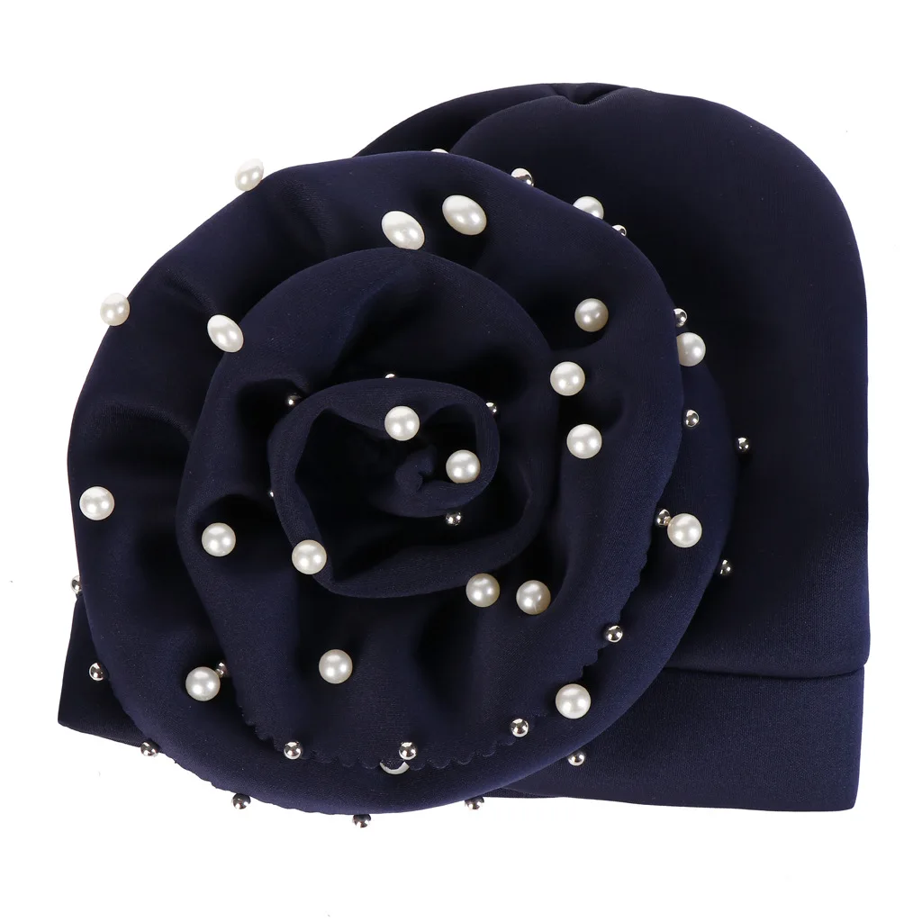 Чистый цвет Skullies шапка с жемчужинками новые модные тонкие мусульманские головные уборы повседневные Высококачественные цветы из горного хрусталя мягкие хлопковые тюрбан Skullies