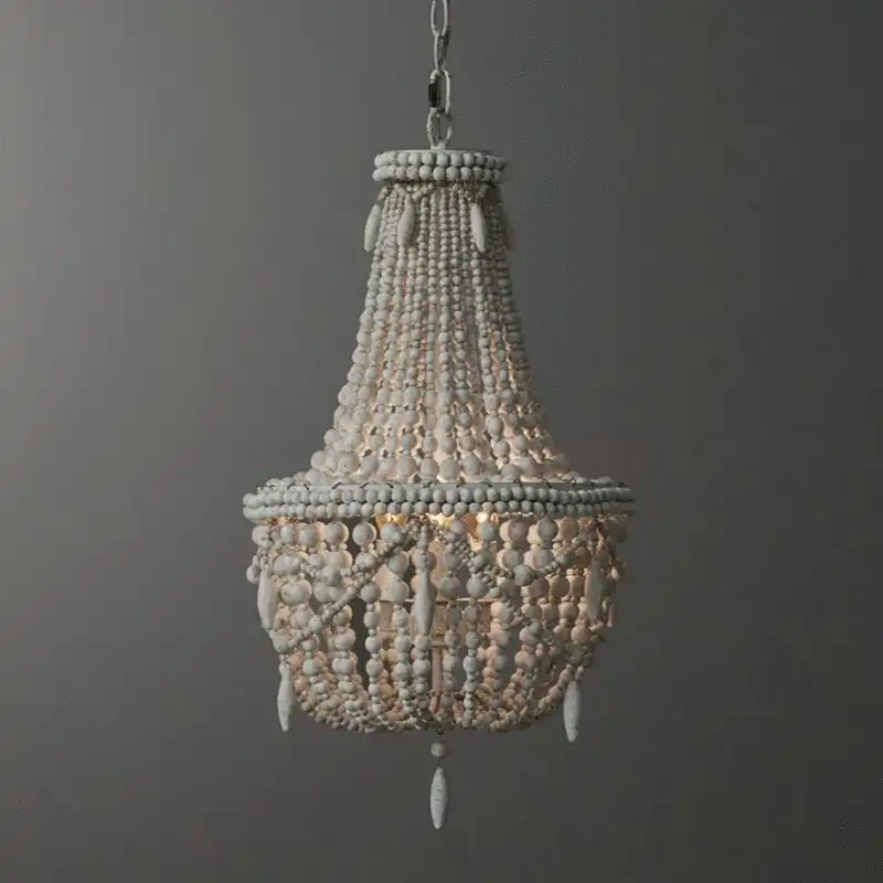 Detail Feedback Questions About Antique White Wood Bead Chandelier