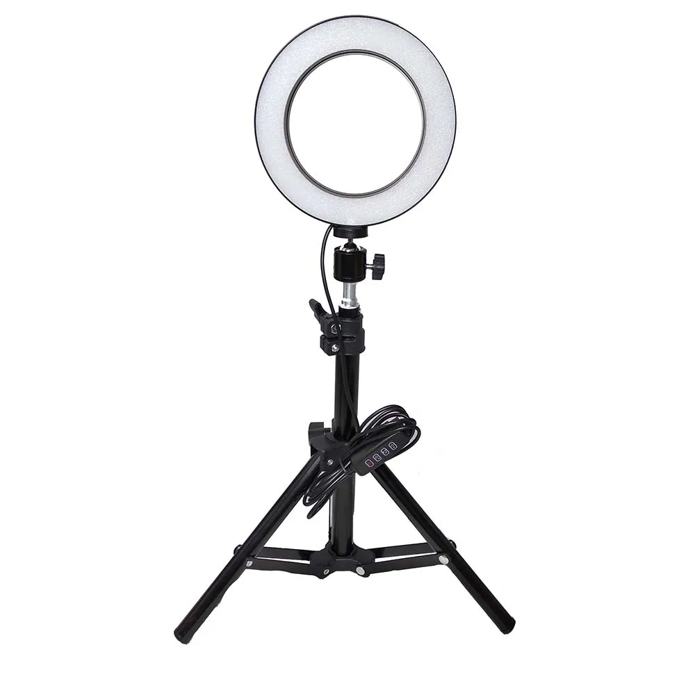 

Kolivar 16cm Mini LED Ring Light with Light Stand Mini Tripod Warm light White light For Iphone 8 SAMSUNG Xiaomi Huawei Youtube