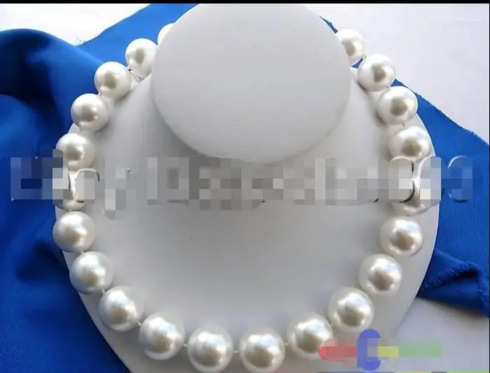 

FREE SHIPPING HOT sell new Style >>>> HUGE 17" 18MM ROUND WHITE SOUTHSEA SHELL PEARL NECKLACE