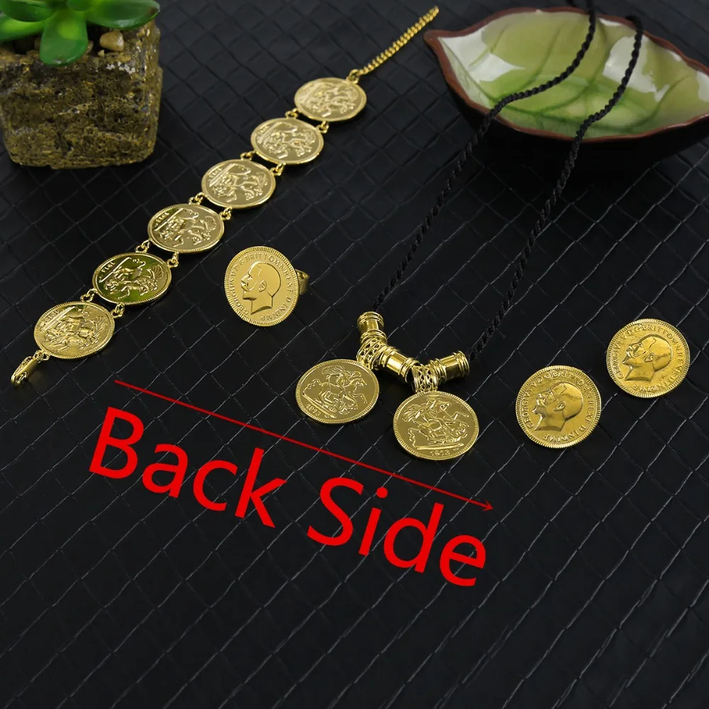 Золотая монета, эфиопское ожерелье, кулон, браслет, индейка, мексиканская монета, ожерелье, золотой цвет, Средний ювелирные изделия в восточном стиле