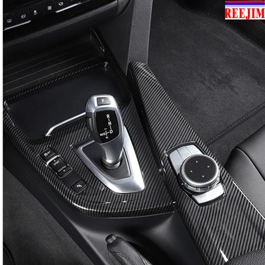 Reejim углеродного волокна отделка Шестерни крышка Стикеры центральная консоль для салона Накладка для BMW 3 серии 316i 318i 320i 328i F30 3GT F34 13-17