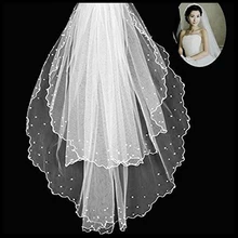 Двухслойное свадебное с жемчужными бусинами Свадебная головная пряжа с расческой(бежевый