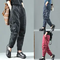 2019 новые модные женские винтажные Ретро шаровары хлопковые льняные мешковатые карманные длинные брюки карандаш стрейч узкие сексуальные