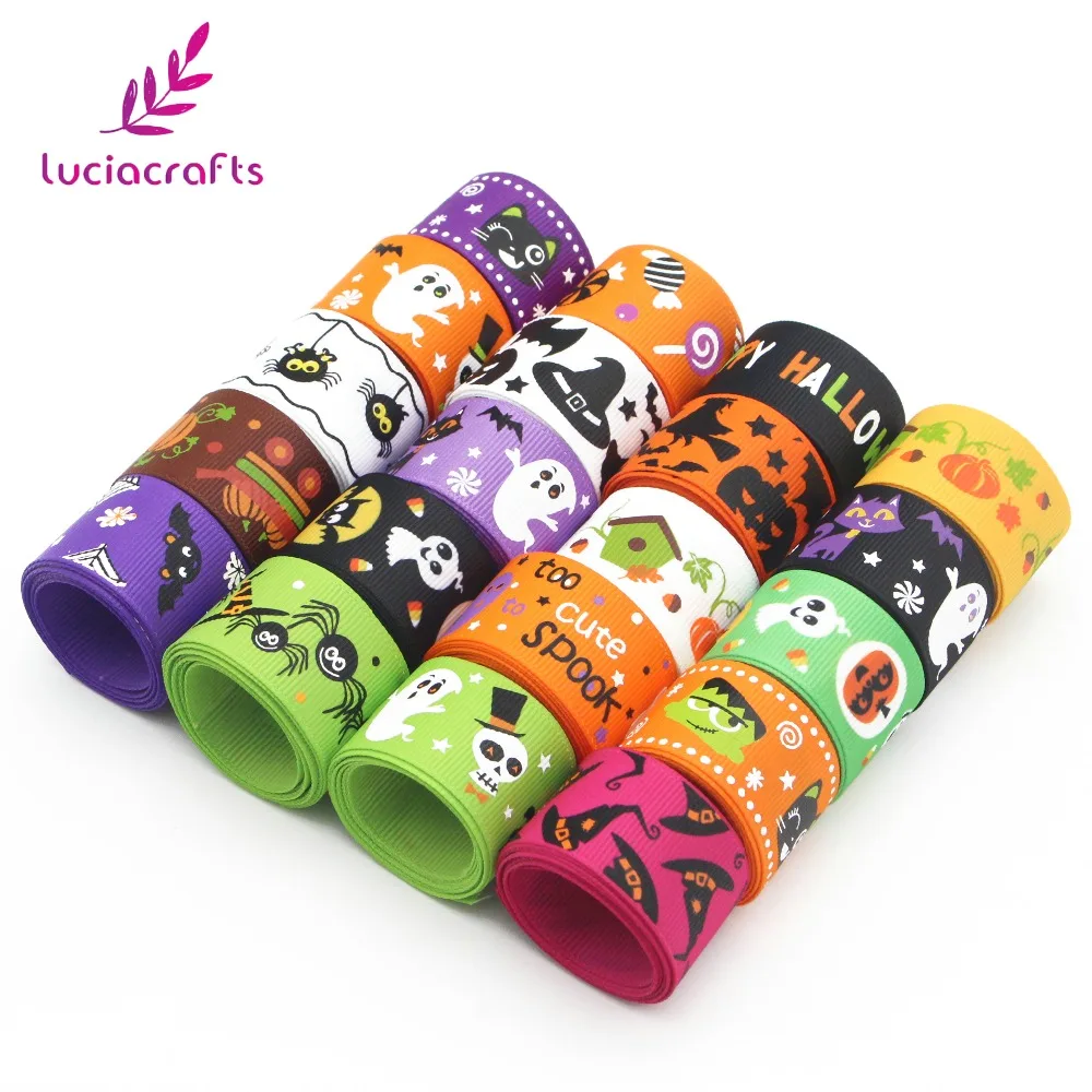 Lucia crafts 12 ярдов/партия, 1 ярд/дизайн 25 мм Хэллоуин узор корсажные ленты DIY художественные материалы ручной работы лента T0104
