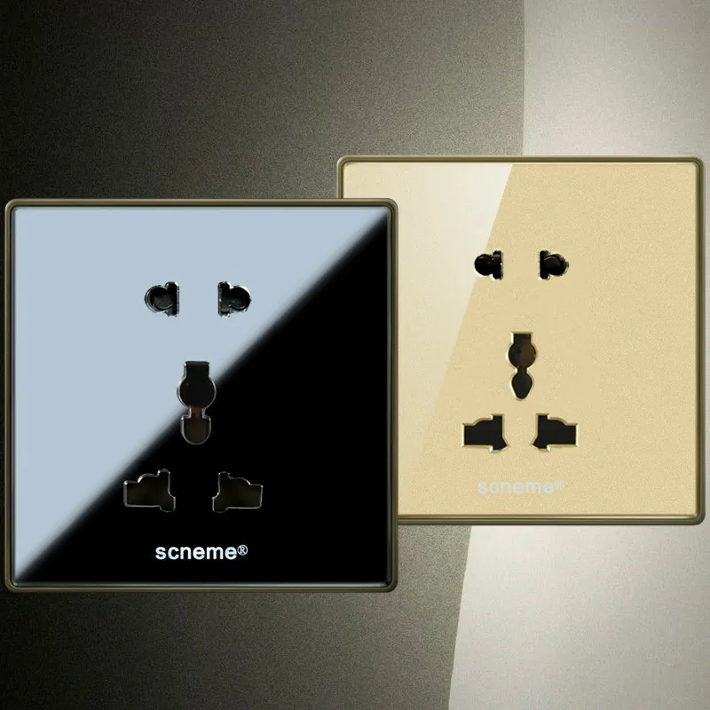 

Luxury Universal wall socket, 5-pins Plug Wall power Electrical outlet, Crystal acrylic panel, 10A 220V