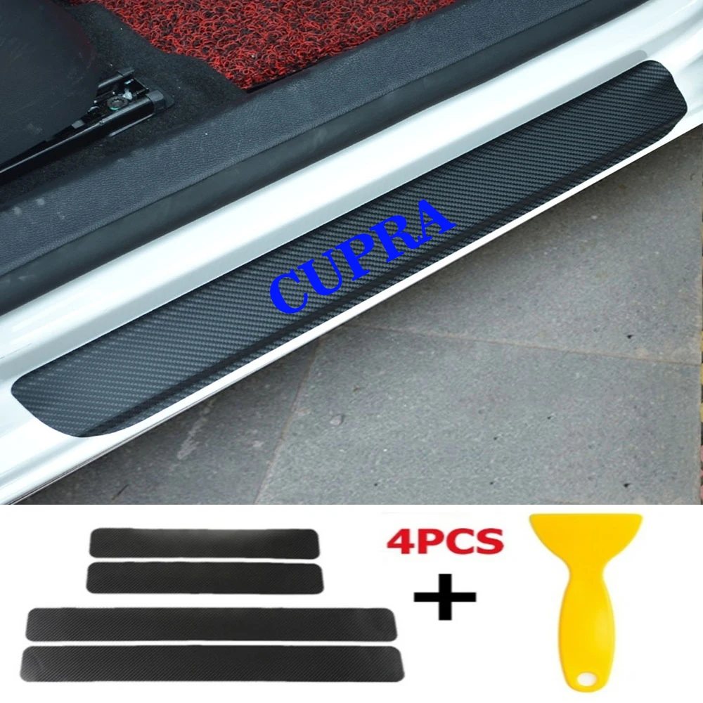 

4pcs/set Car Door Window Protector Sticker Carbon Fiber Vinyl for CUPRA