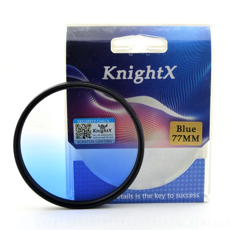 KnightX ND FLD MC UV Star 49 мм 52 мм 55 мм 58 мм 67 мм 72 77 мм цветной фильтр объектива для Canon nikon d3200 550D 600D 650D 1100D D5200 6D - Цвет: Grad Blue