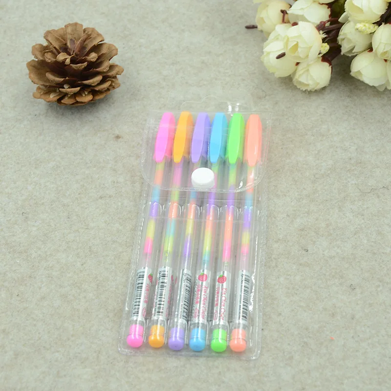 

6 pens a set rainbow gel pen diy photo pen 6 colors gel refill multi color pen free shipping on sale gift for child