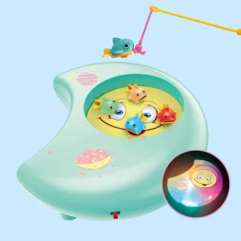 

Fishing Toy Magnetic Rotative Baby Fishing Game Toy Set Moon Shape Fishing Rod Fishing Educational Music Toy for Kids