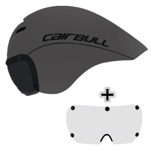 CAIRBULL 2 объектива Велоспорт Шлем Магнитные очки дорожный велосипед шлем триатлонная гонка на время шлем пневматический велосипед с камерными шинами шлем Кепка - Цвет: grey