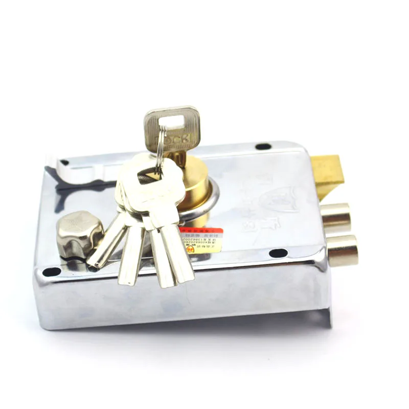 Security Anti-theft Wooden Exterior Door Locks Silver Tone Cross Cylinder Deadbolt Rim Lock for Furniture Hardware 9