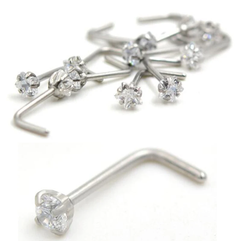 2Piece 20Gx6x3mm free shipping nostril Stars Star Zircon nose stud