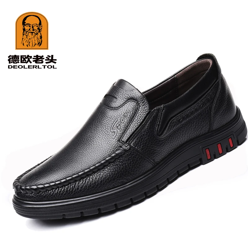 

2019 Men's Head Leather Shoes Handmade Business Casual Leather Anti slip Soft Shoes New Spring Autumn Men Genuine Leather Shoes