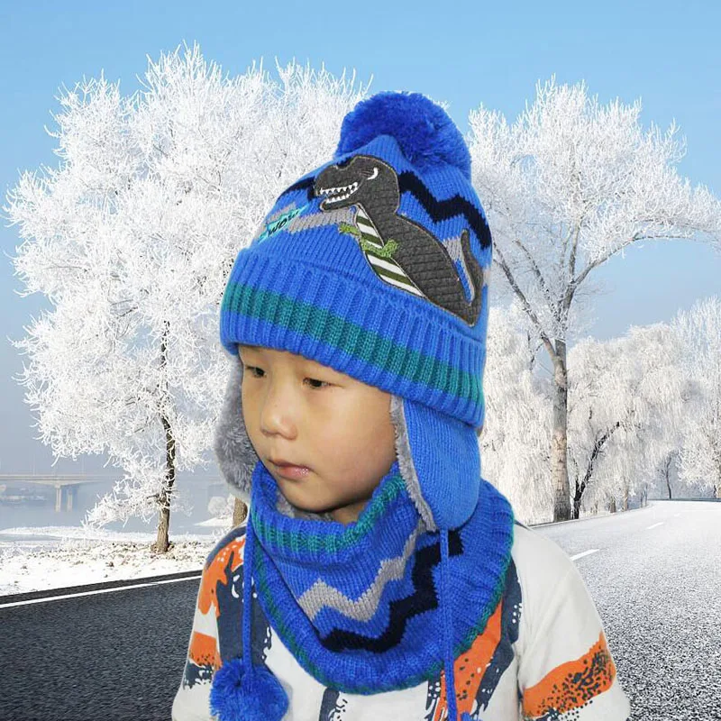 

Thick Warm Winter Hats Boy Skullies Beanies Winter Hat Caps for Boy Girl Woolen Scarf Hats Balaclava Knitted Mask Hat