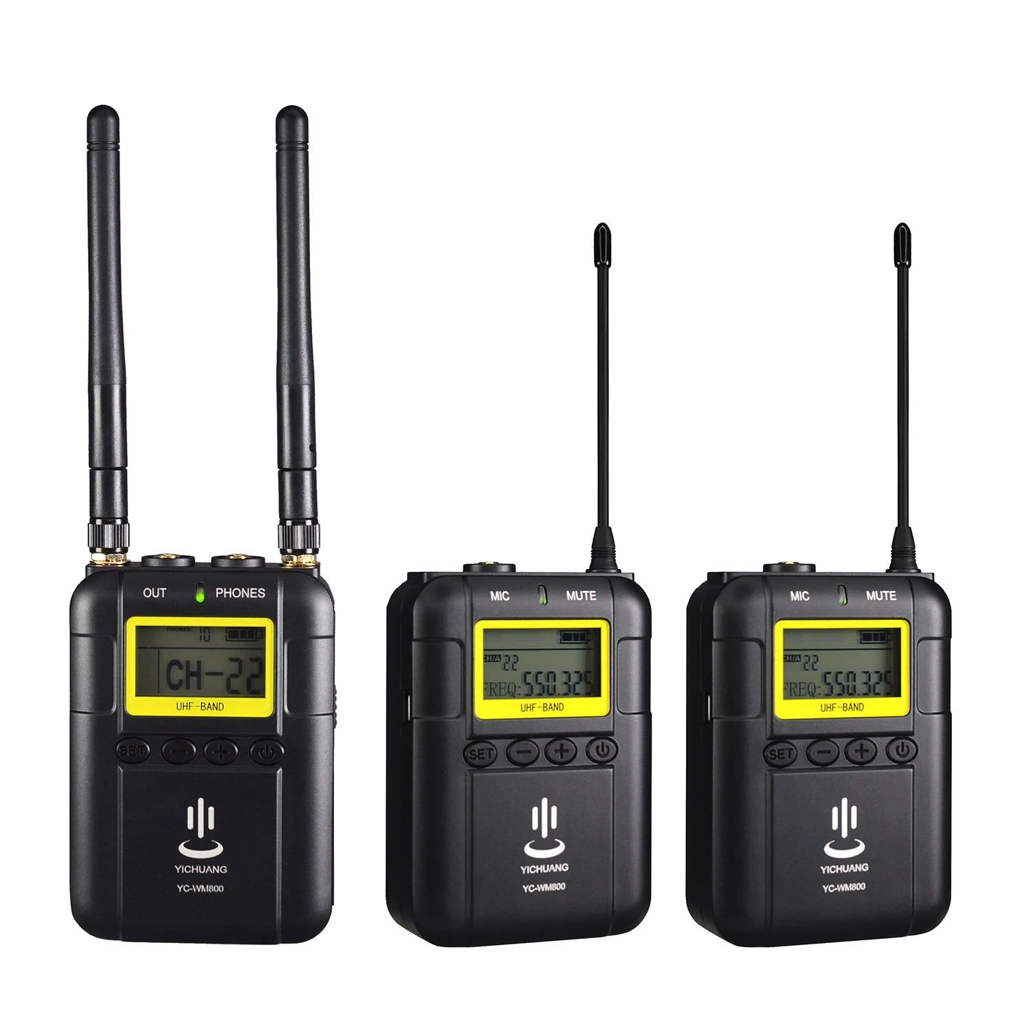YICHUANG YC-WM800 Dual Channel UHF Professionai Wireless Video Recording Microphone for DSLR Camera Camcorders Interview