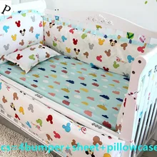 Промо-акция! 6 шт., Комплект постельного белья с рисунком для малышей, детская кроватка, Комплект постельного белья, одеяло в кроватку, чехол(бампер+ простыня+ наволочка