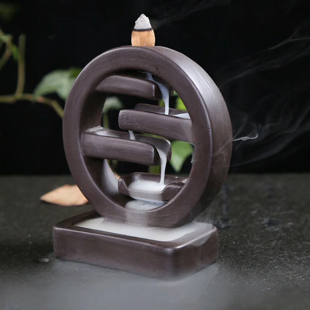Round Gift Handicraft Living Room Censer Ceramic Burner Cones Backflow Office Incense Holder 4 Layer Home Decoration Plate | Дом и сад