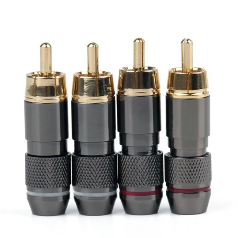 

4pcs Copper RCA Plug Gold Plated Audio Video Adapter Connector