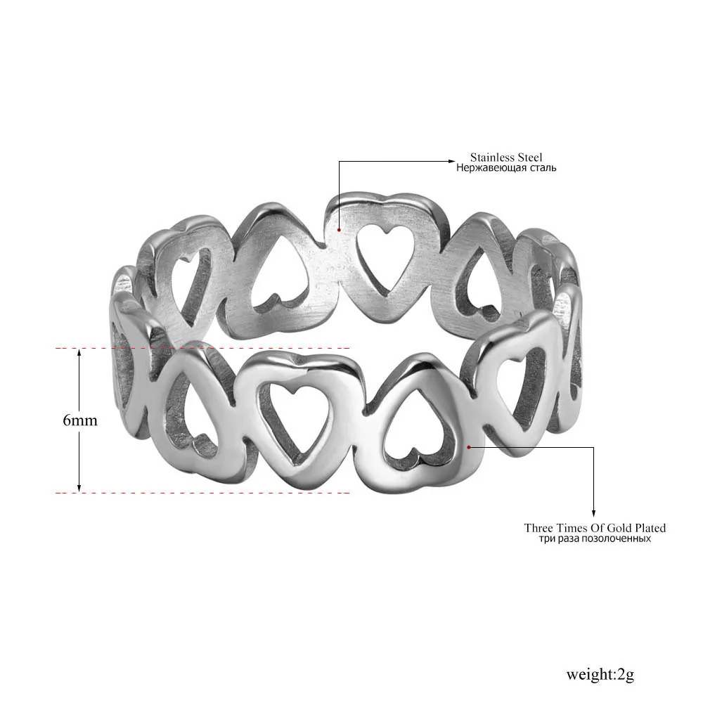 JeeMango Романтические полые в форме сердца Свадебные модные пары колец стиль 316L нержавеющая сталь женское кольцо ювелирные изделия Anillo R17154