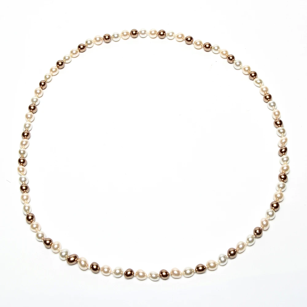 

Authentic Nanyang Beizhu double double color combination 10-14mm Baozhu necklace gradient tower chain bride jewelry girls