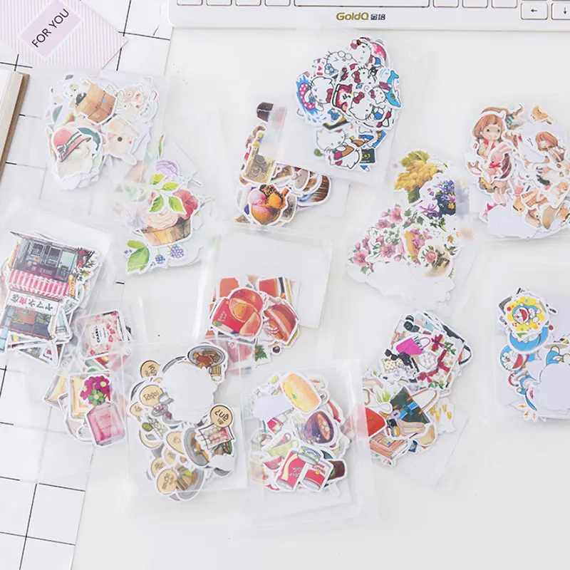 

11-40 pcs/bag Cute cartoon animal&scenery&food adhesive paper sticker decoration DIY Card Scrapbooking stationery paper sticker