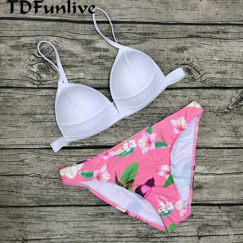 

TDFunlive Bandage Bikini Women Sexy Padded Top Swimsuit Bikinis Sets Push Up Swimwear Women Biquini bathing suit maillot de bain