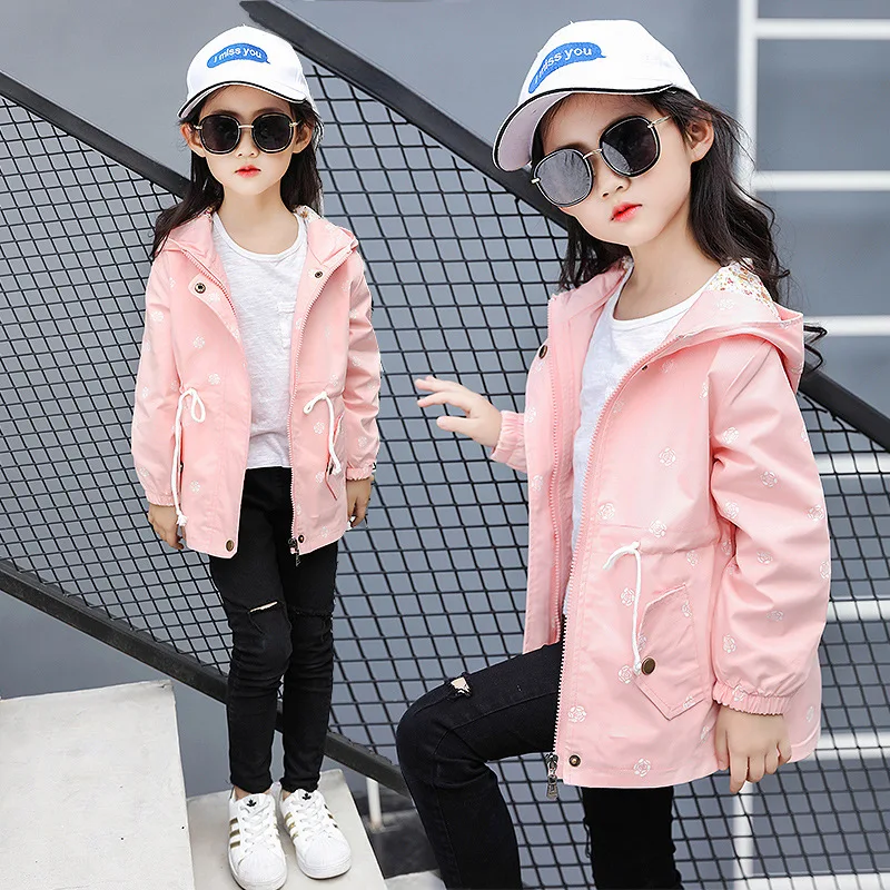 

Baby Girls Clothing 2018 New Style Autumn Girl Coat Printing Trend Coat Simple Elegant Zipper Coat 4-10 Year Three Colors