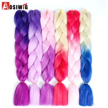 AOSIWIG 24″ Ombre Kanekalon Jumbo Braiding Hair Synthetic Crochet Braid Hair Extensions 100g Bulk Hair