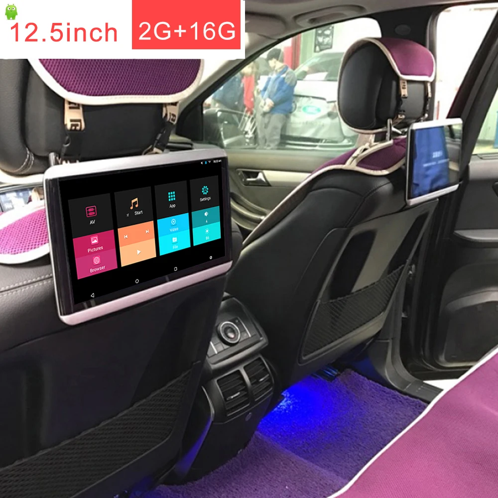 

YAZH 12.5 inch 1920*1080 IPS Display 2GB 16GB Car Android Headrest Monitor With Bluetooth RCA Out/In HDMI Output FM Transmitter