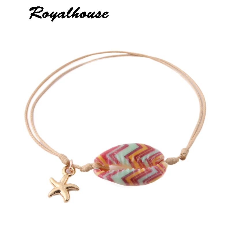 

Royalhouse Band Leopard print Bracelets shell eye Rope Bohemia de Madera Pulseira Estrela de Cinco Pontas adjustable Bracelet