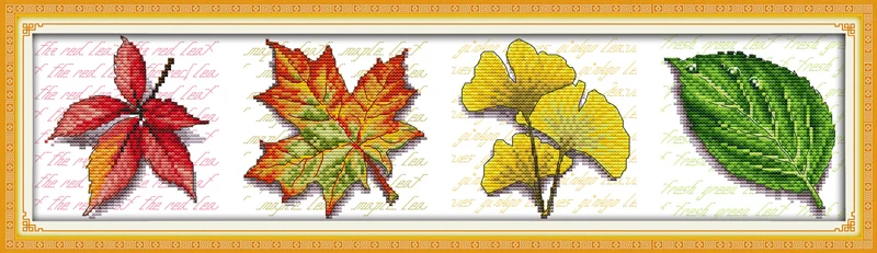 

Leaves (view picture)DMC cross stitch kits set 14ct white 11ct print on canvas embroidery set sewing hand made crafts home decor