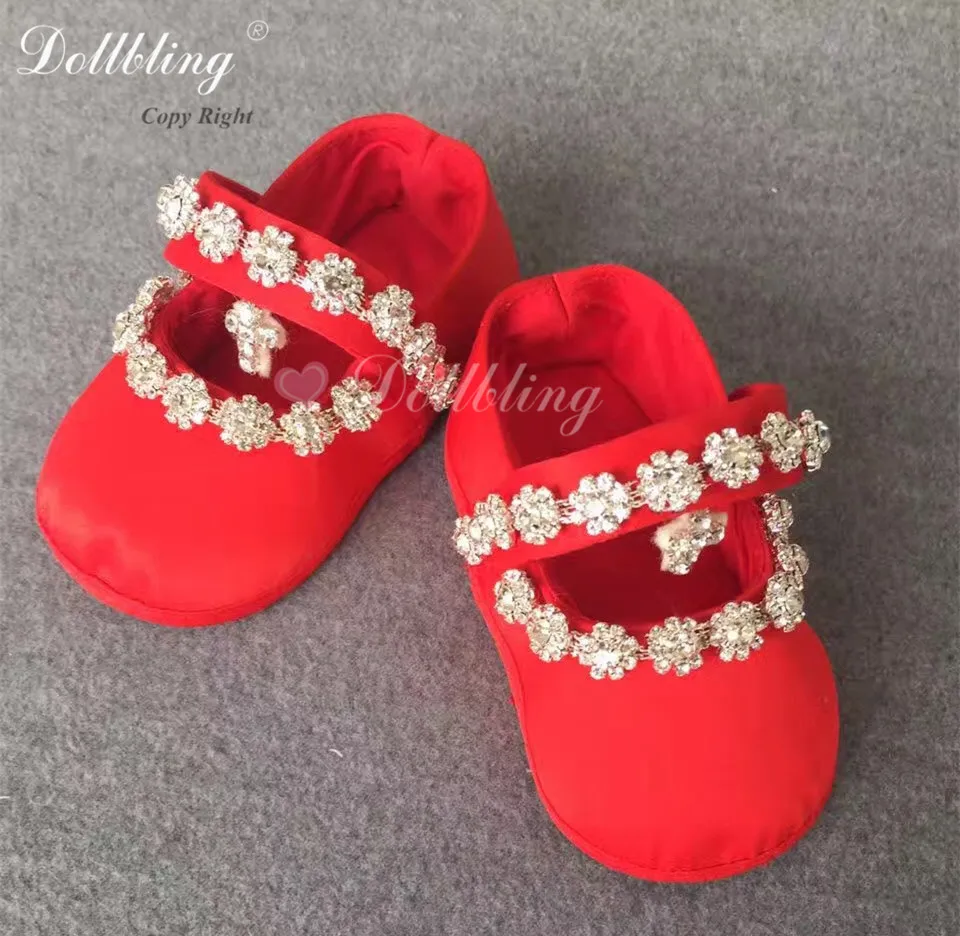 Chinese Red Outfit Dress Match Baby Shoes Posh Luxury Sparkle Bling