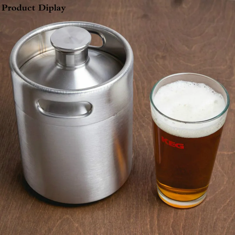 Mini fût de 2l, extérieur intérieur du growler à bière avec bouchon à vis  pour la bière artisanale et la bière pression