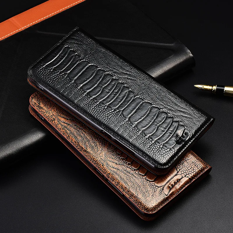 Luxury Ostrich Foot Grain Stand Flip Case For Meizu Meilan Note 5 6 8 / M5 M6 M8 Cover Genuine Leather Phone | Мобильные телефоны и
