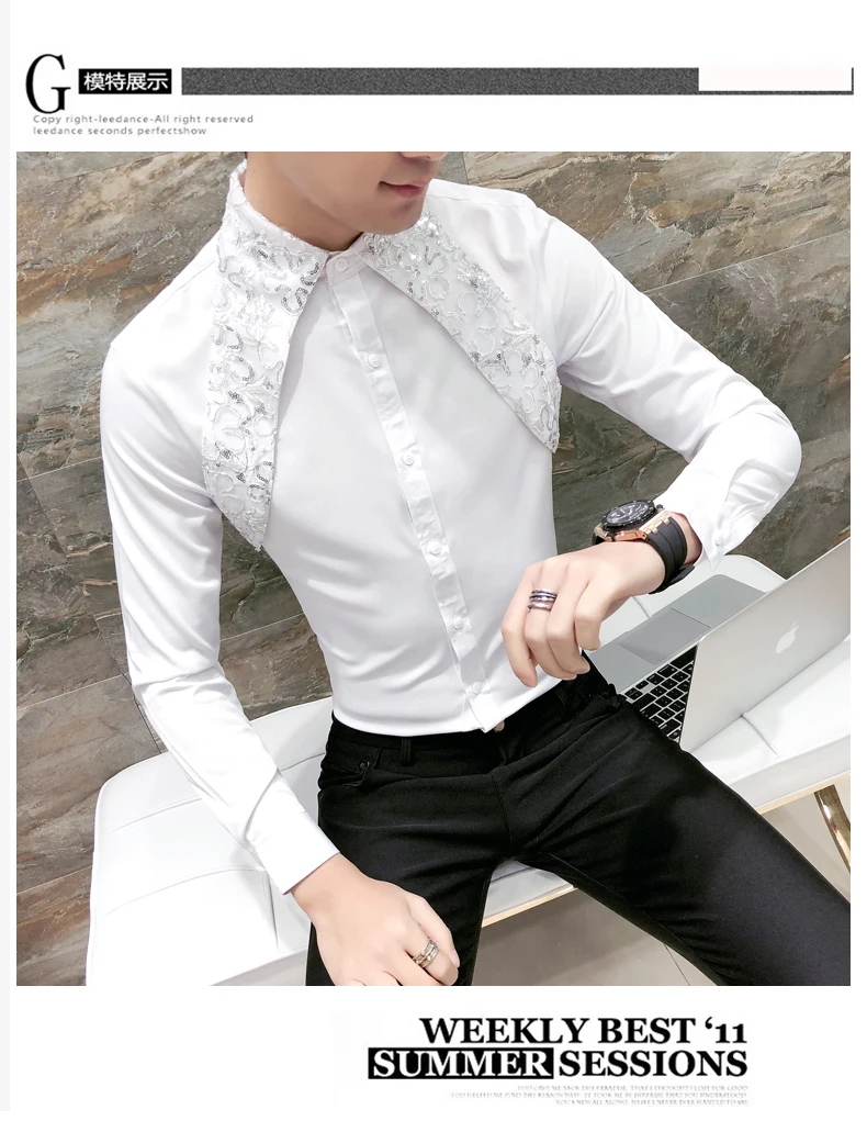 Мужская кружевная рубашка, новинка, дизайнерские свадебные рубашки для мужчин, модные вечерние черные и белые рубашки с длинным рукавом
