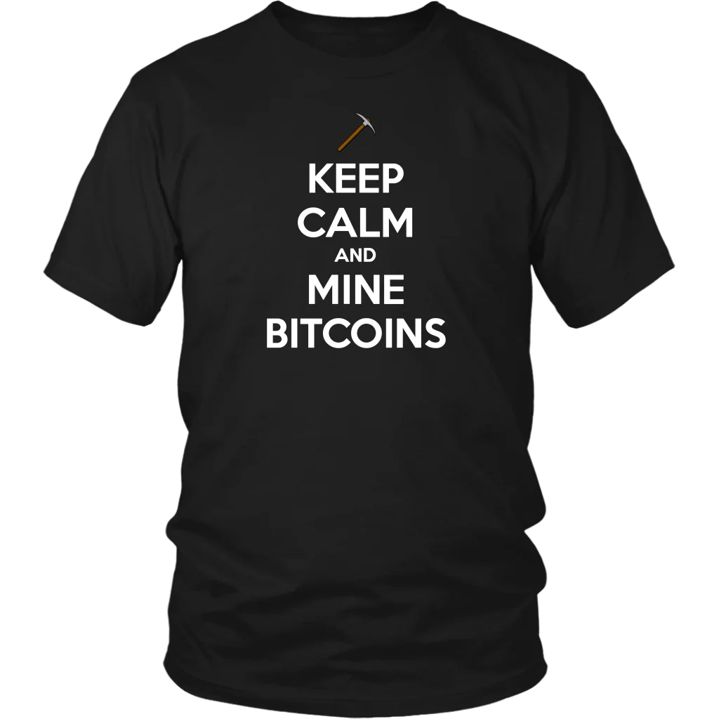 KEEP CALM AND шахты футболка с изображением биткойна-Премиум BITCOIN CRYPTO валюту классная