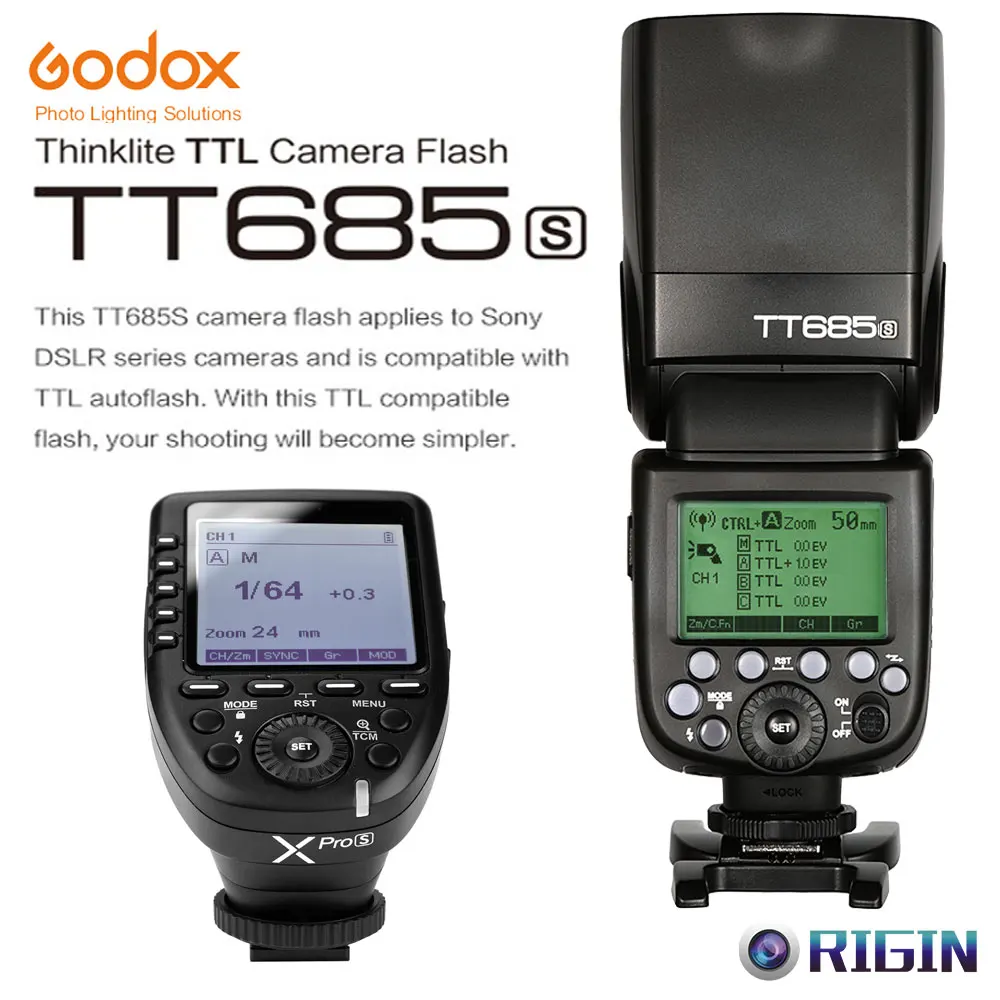

Godox TTL TT685S Camera Flash 2.4G wireless HSS 1/8000s GN60+Xpro-S Transmitter Kit For Sony a77II, a7RII, a7R, a58, a99,etc