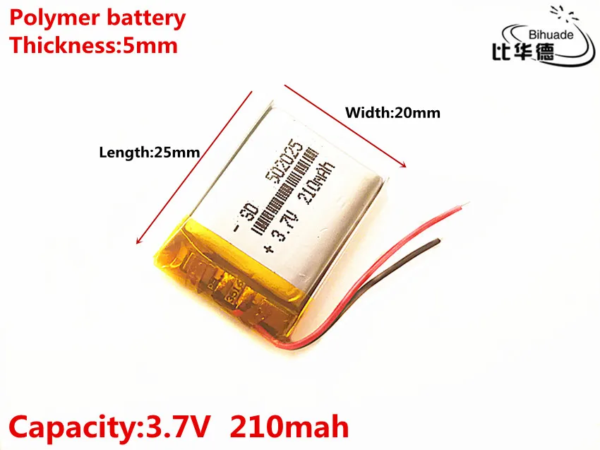 

502025 3.7v 210mAh li-ion Lipo cells Lithium Li-Po Polymer Rechargeable Battery For MP3 MP4 toys speaker Tachograph POS