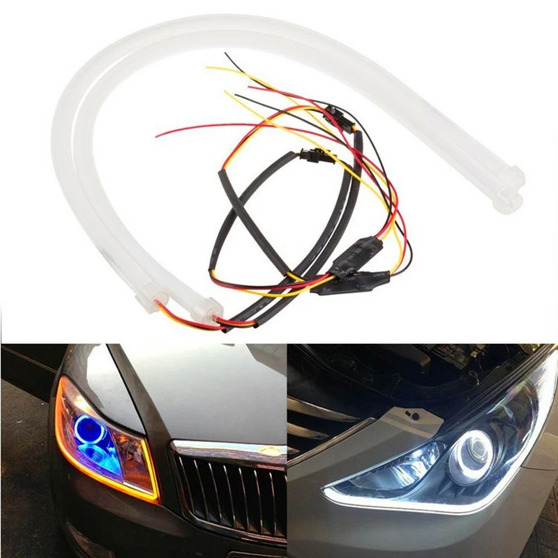 2 шт. гибкая светодиодная лента для дневных ходовых огней 45 см|12v led light|cob drldrl strip |