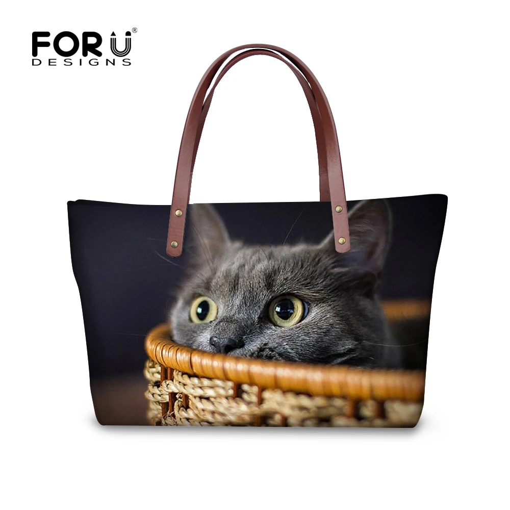 FORUDESIGNS милые британские короткие женские сумки с принтом кошки модные на плечо