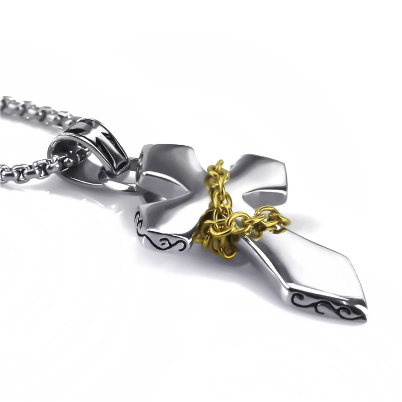 Подвеска Elfasio Мужская из нержавеющей стали с цепочкой золотистого цвета длина 45 90