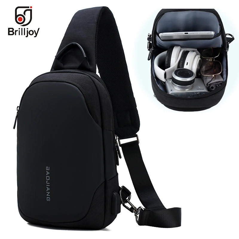 

New Shoulder Bag Multifunction Crossbody Bags Men USB Charging Chest Pack Short Trip Messengers Chest Bag Water Repellent Male