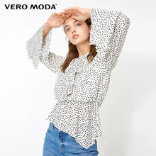 Vero Moda новая шифоновая рубашка в горошек с расклешенными рукавами | 318351509