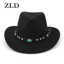 ZLD Горячая Новинка унисекс Войлок западная ковбойская шляпа Твердые имитация шерстяные мягкие шляпы туристическая Мужская бейсболка Открытый Широкий джазования с полями женская шапка s Gorras